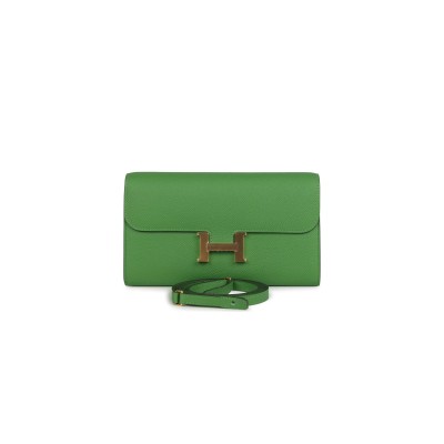HERMES CONSTANCE WALLET TO GO VERT YUCCA EPSOM GOLD HARDWARE 436571 (20*11*4cm)
